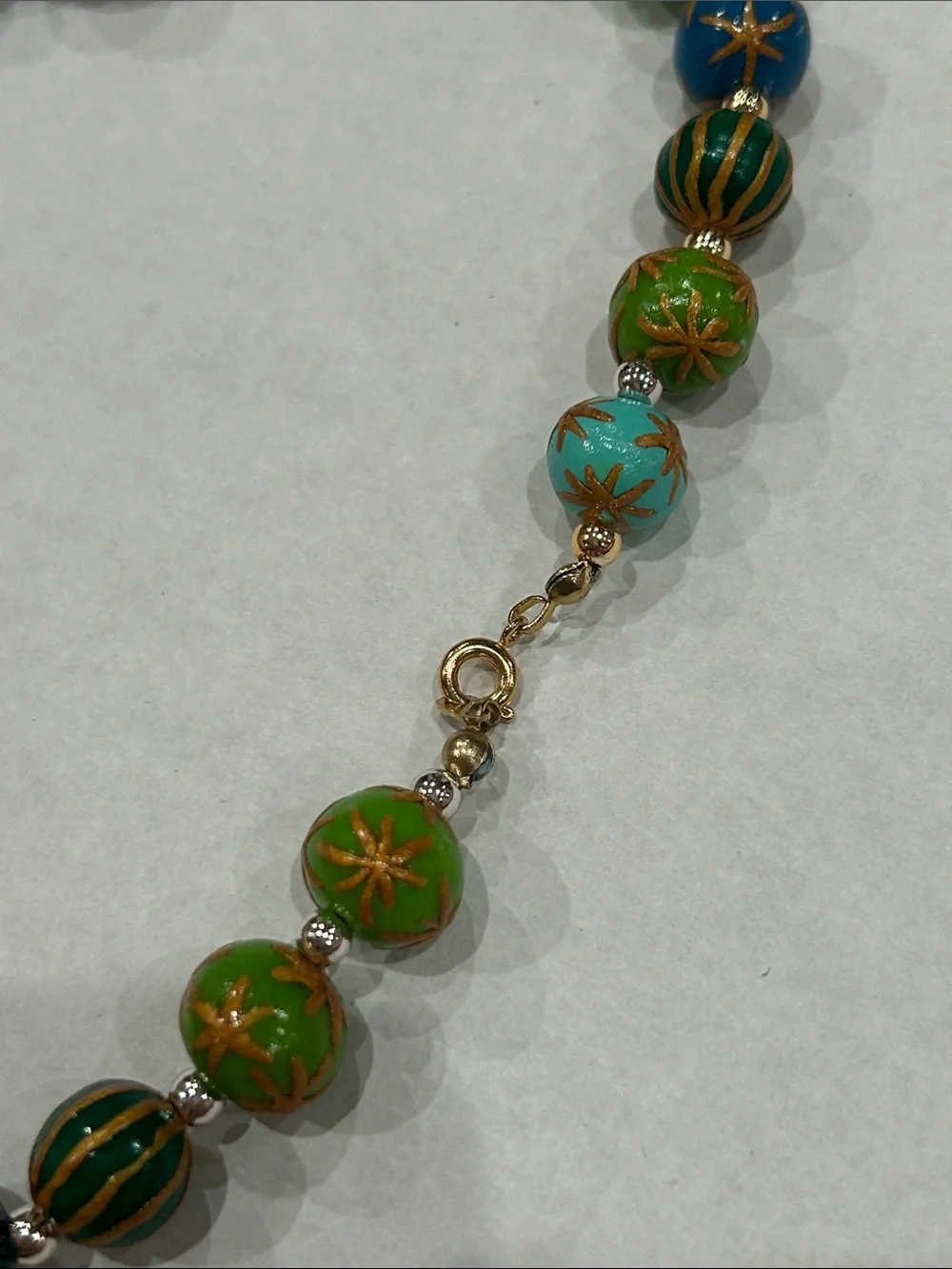 Vintage Multicolor Floral neon glow in the dark 80s party Bead boho 22” Necklace